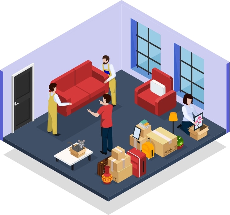 Illustration of moving into a house